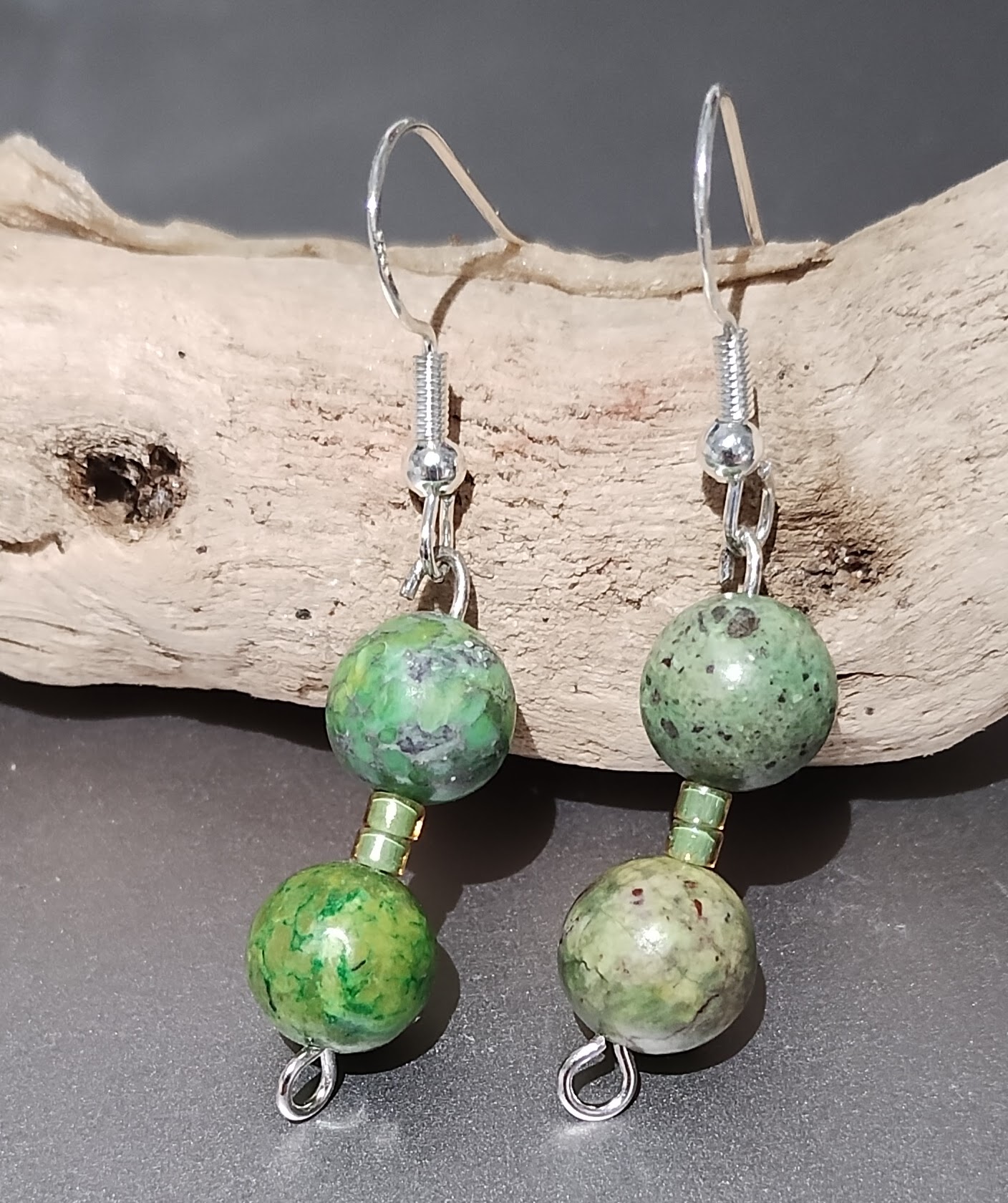 Green Howlite Earrings www.devonmermaid.com